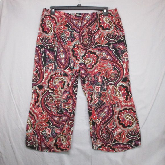 J.Jill Loose Fit Leggings Paisley Design Black & Purple Women Size | XL - Picture 7 of 10